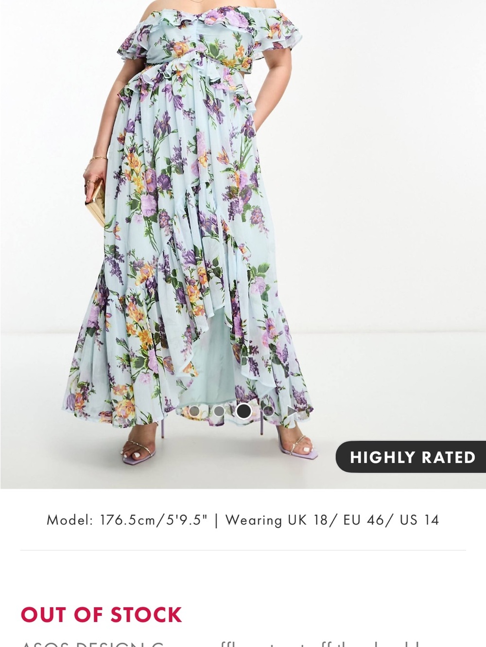NWT Light Blue Floral Ruffle Maxi Dress
